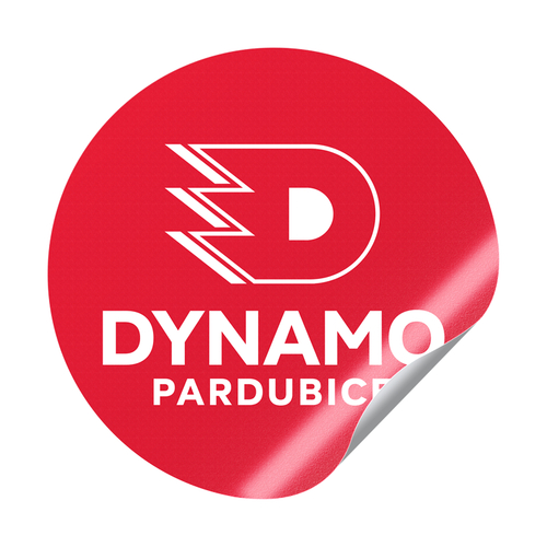 Samolepka kulatá logo D červená HC Dynamo Pardubice